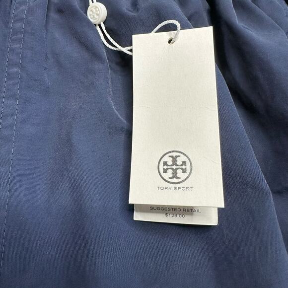 TORY BURCH SPORT Navy Blue Relaxed Performance Nylon Shorts Women's Small NWT - Picture 3 of 9